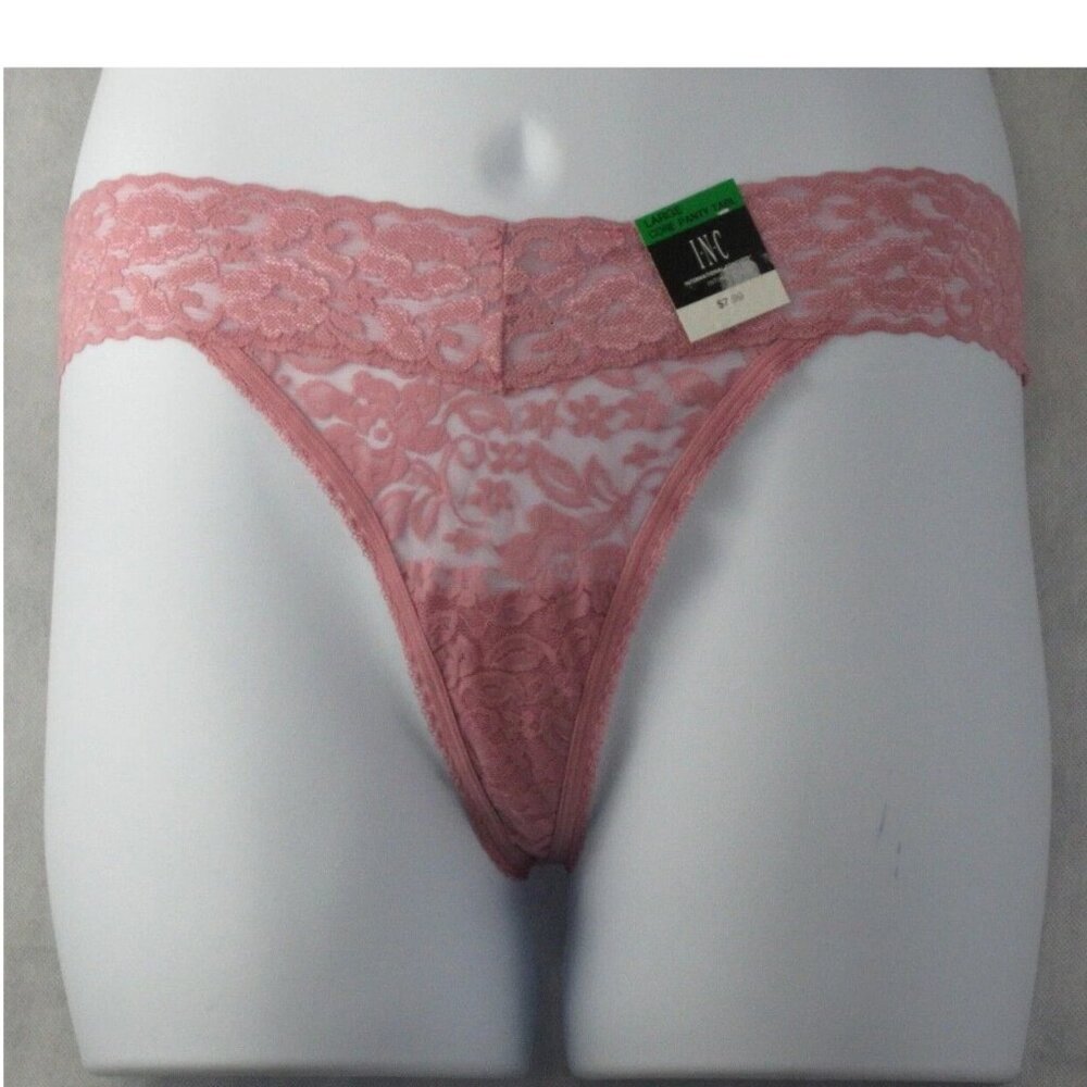 INC International Concepts Women's Lace Thong Panty Underwear, Foxglove Pink